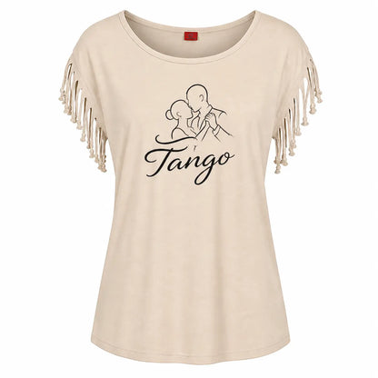 T-shirt tango femme fringe sable logo face