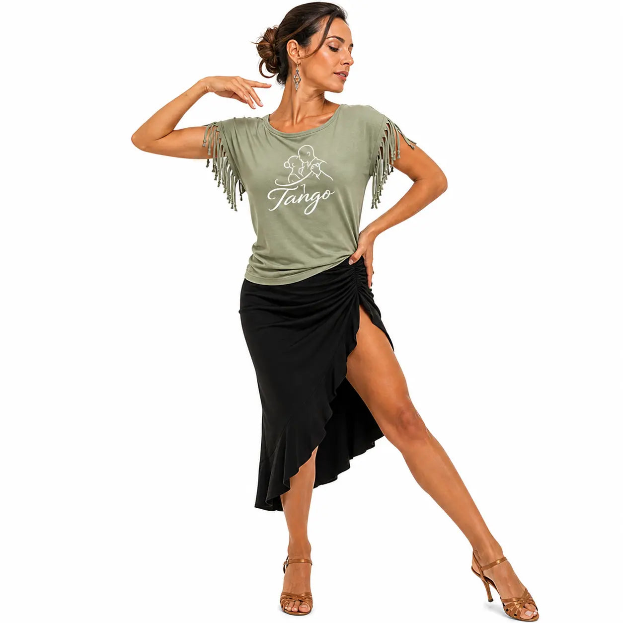 T-shirt tango femme fringe vert sauge