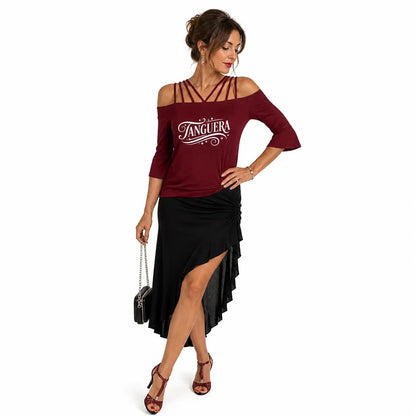 T-shirt Tango femme Tanguera bordeaux de face