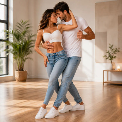 baskets danse groove white couple