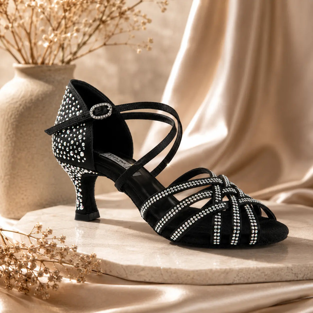 chaussure danse de salon femme cristaux noir