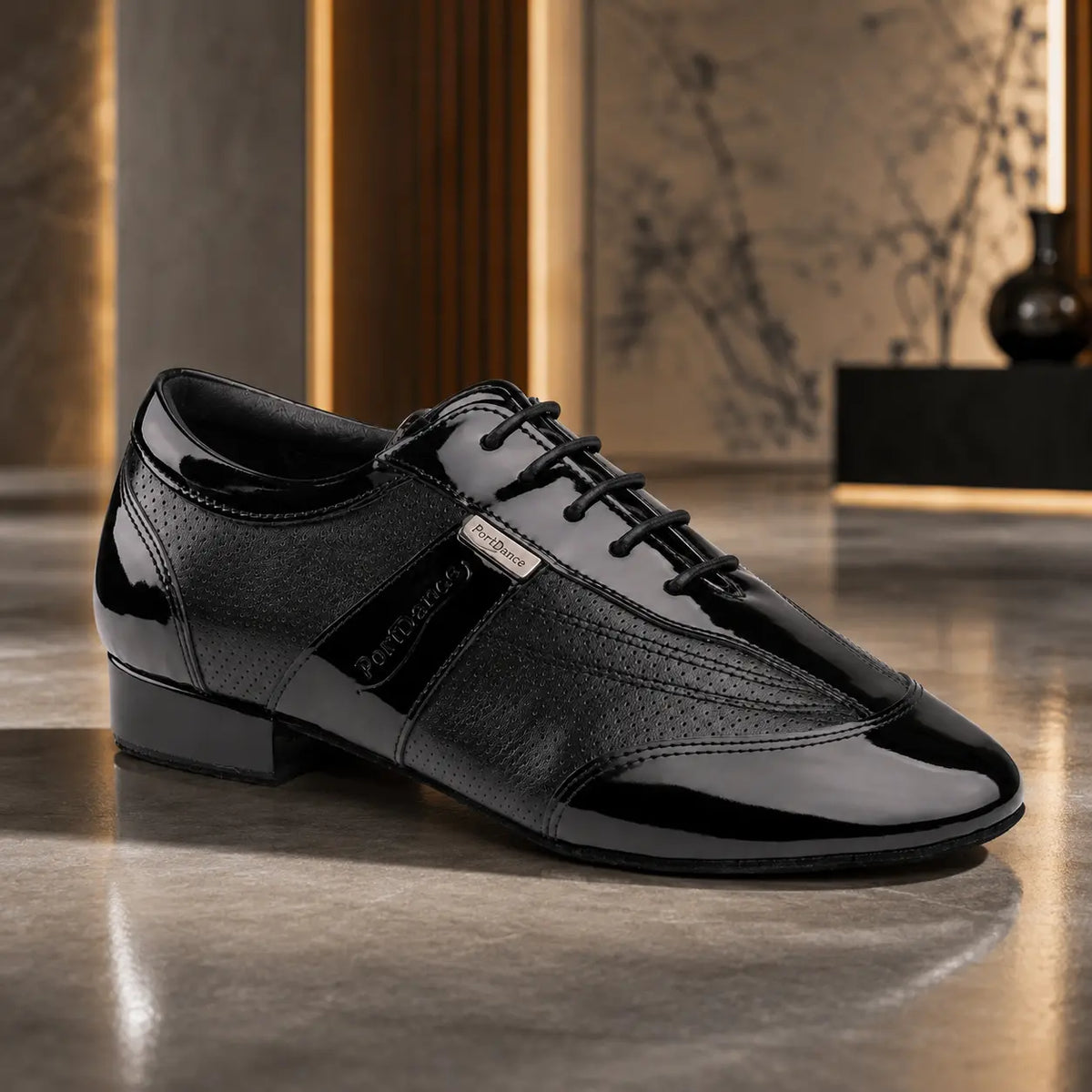 chaussure de danse de salon homme tomy noir verni