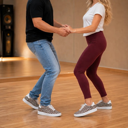 chaussures danse groove leopard white bachata
