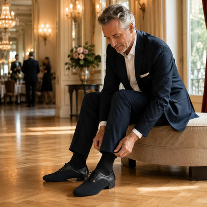 chaussures de danse de salon homme max noir cuir néoprène