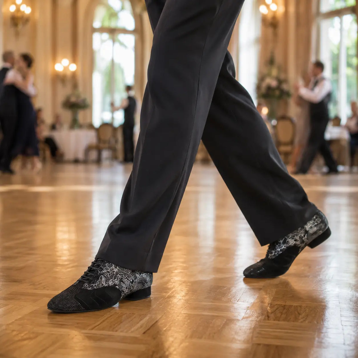 chaussures homme de danse de salon eclipse black white