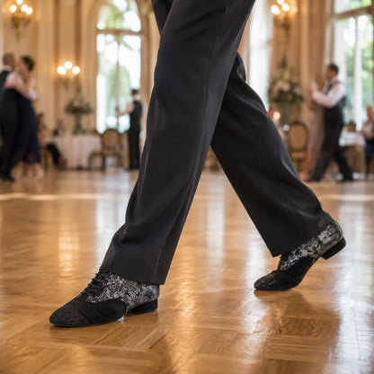 chaussures homme de danse de salon eclipse black white