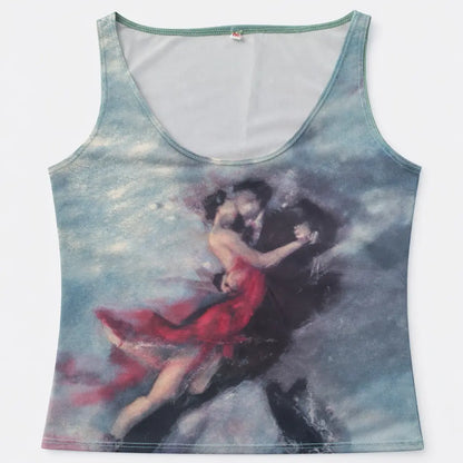 débardeur femme aquarelle vert boutique tango