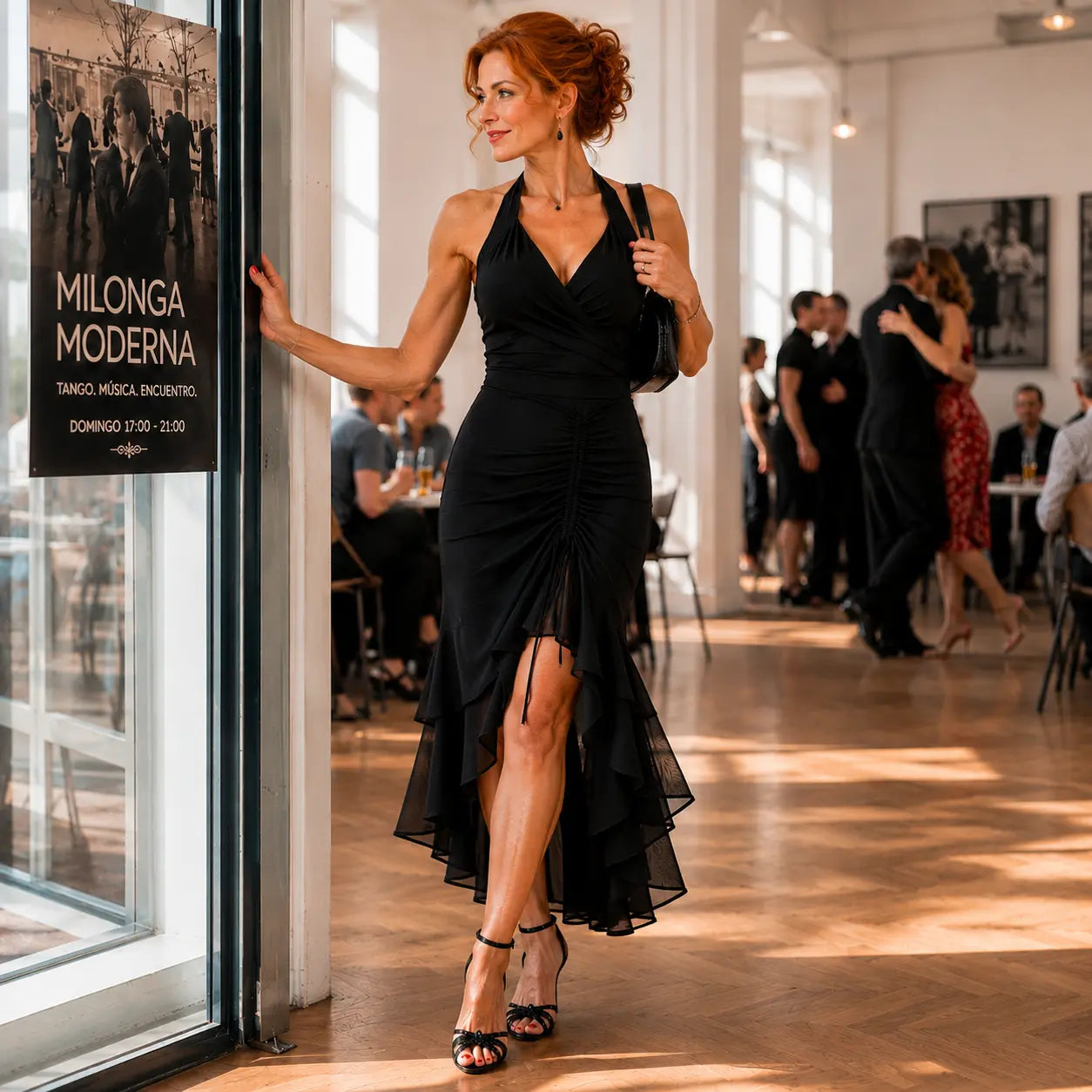 Jupe Tango17 Élégance Noire – Jupe de Tango Argentin Femme à Volants Ajustables