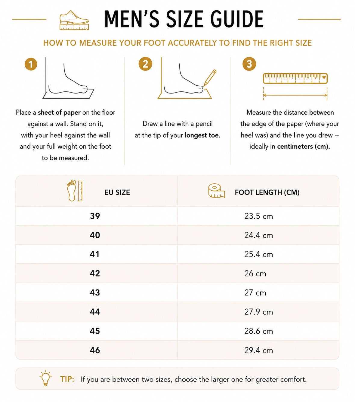 men sizes guide