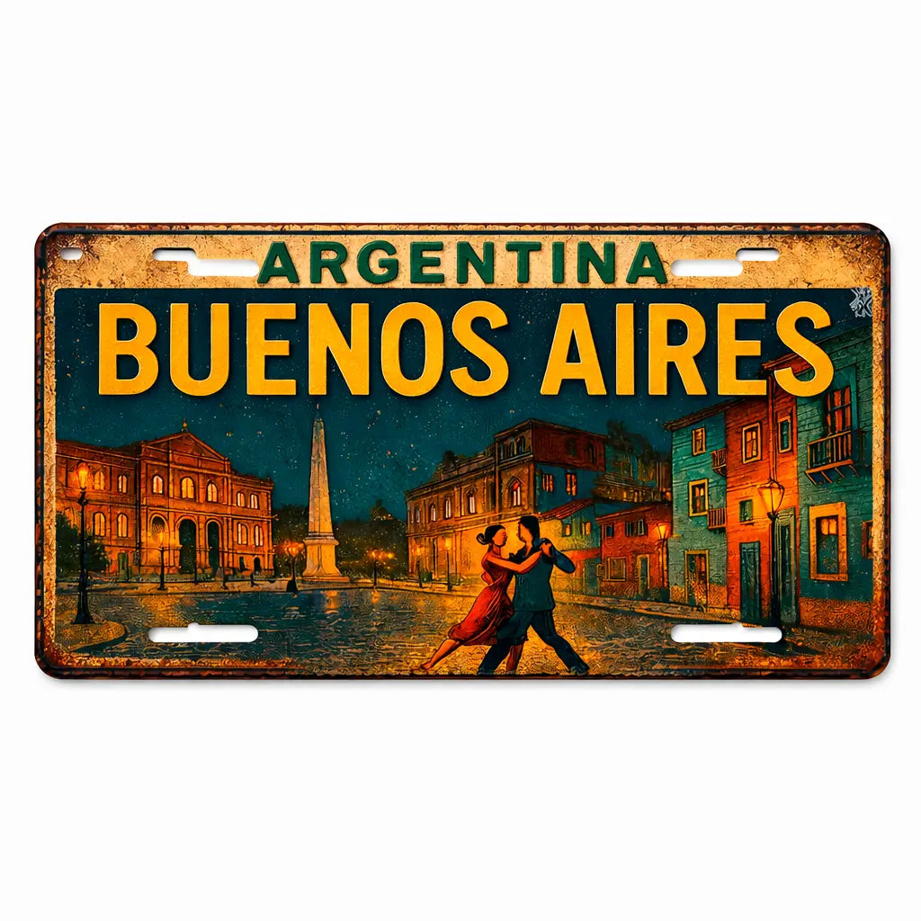 plaque d'immatriculation décorée tango