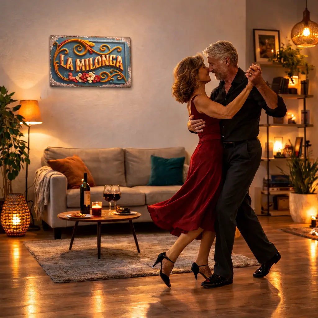 Placa de pared metálica retro La Milonga 