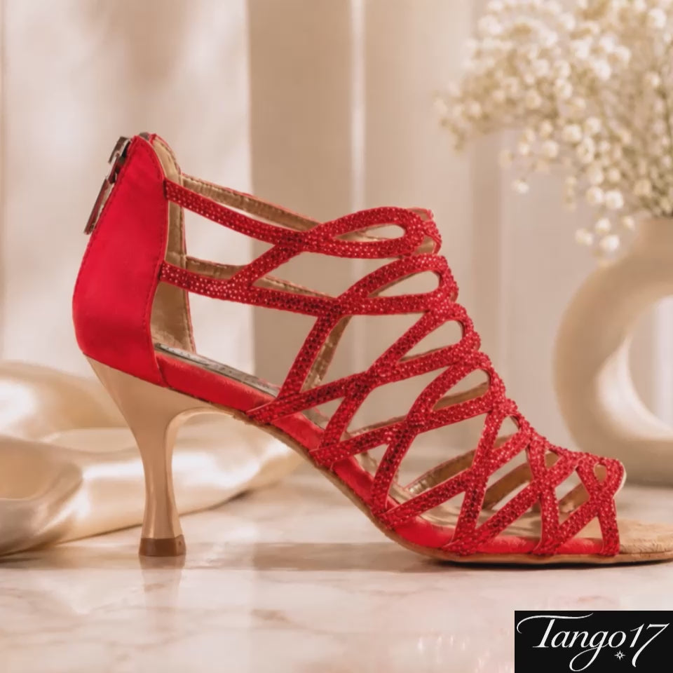Chaussures de tango femme rouges Cristal