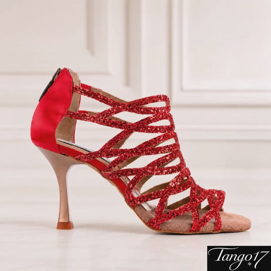 Chaussures rouges tango femme Cristal
