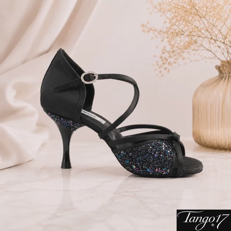 Load video: Chaussures de  tango argentin femme noires Aurora