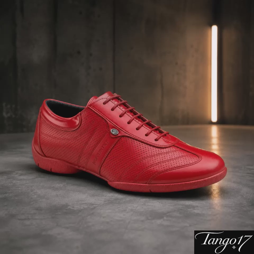Load video: Chaussures de  Tango Argentin Homme Mouv rouge
