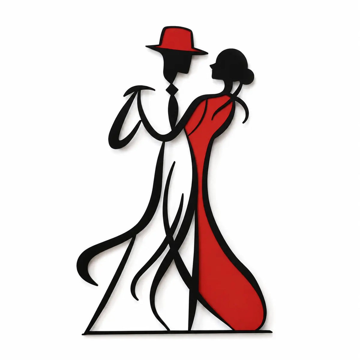 sculpture murale tango contemporain rouge
