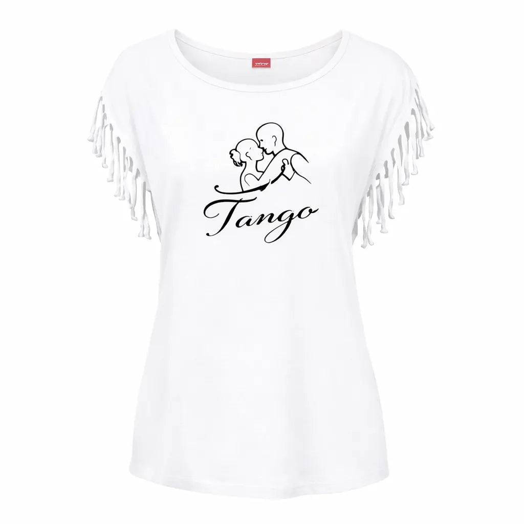 T-shirt tango femme blanc franges
