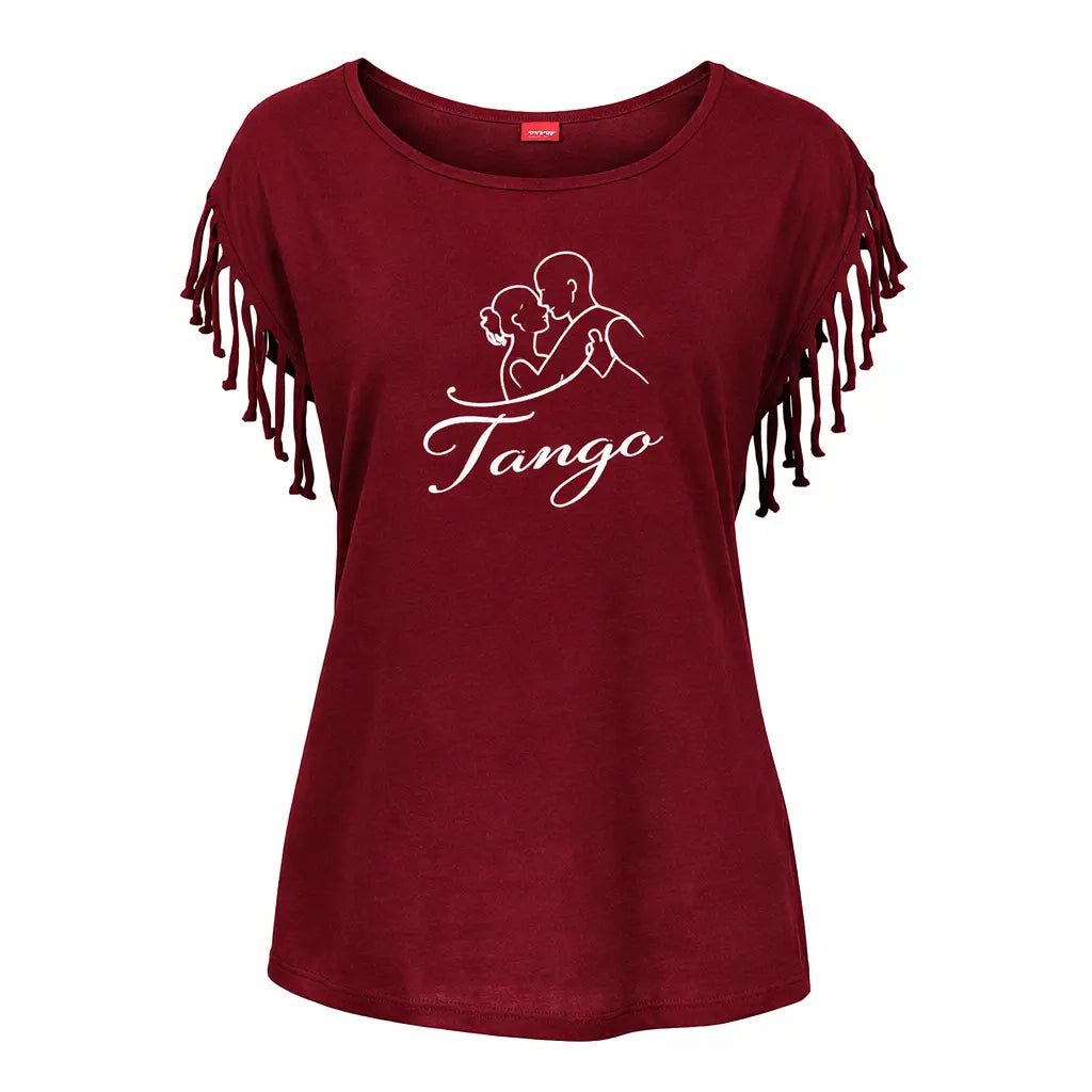 t-shirt femme tango bordeaux franges