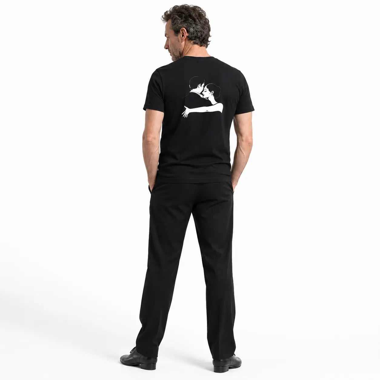 T-shirt tango homme abrazo homme de dos noir